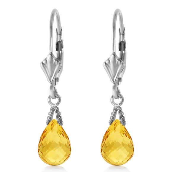 14K. GOLD LEVERBACK EARRING WITH BRIOLETTE CITRINE - Picture 2 of 4